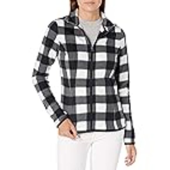 Polar Soft Fleece Jacket Black White Buffalo Plaid Full Zipper Sz XXL NWT - Picture 2 of 7